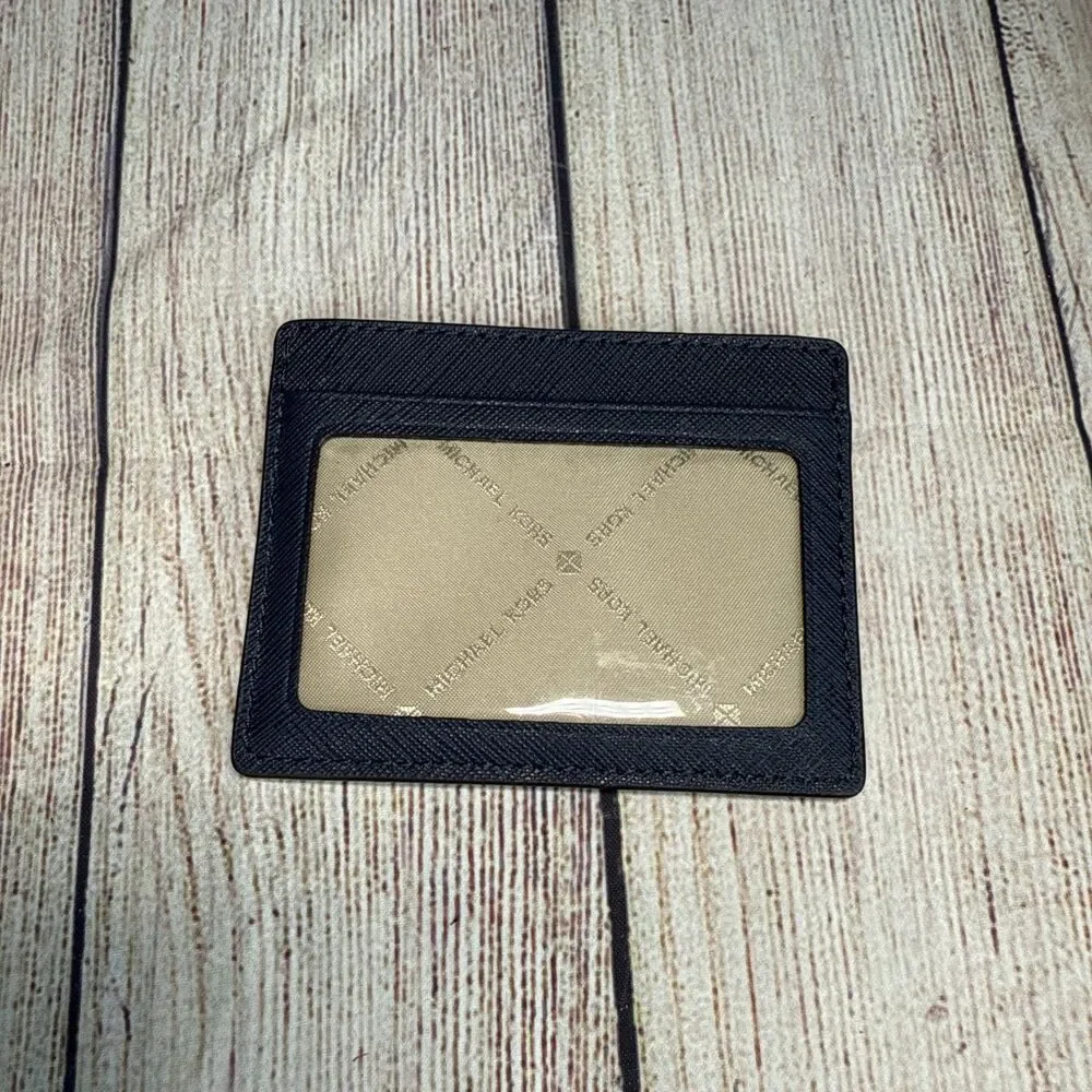 Michael Kors Blue Jet Set Card Case ID Holder Travel Leather Wallet Women’s
